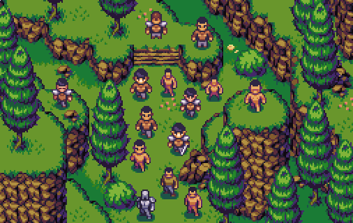 Top down character and environment mockup
