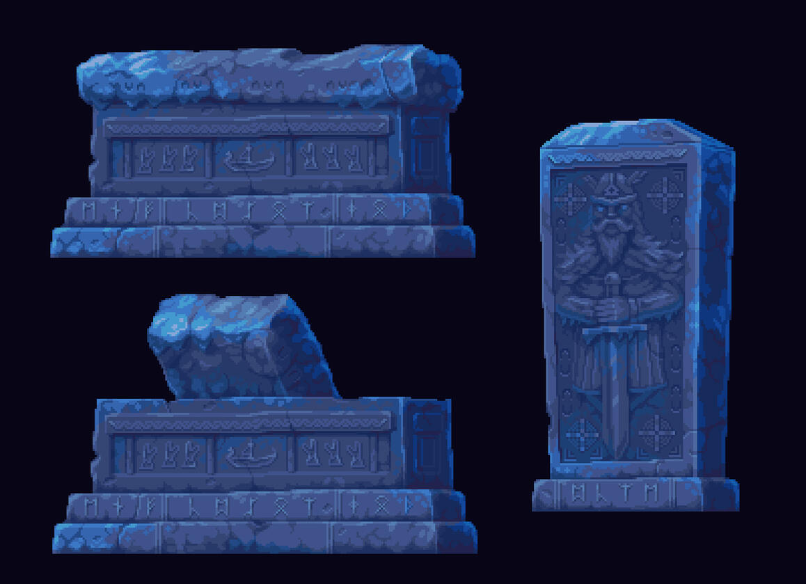 Icy coffins background props, Tiny Thor