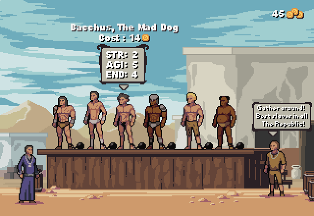 Gladiator manager game mockup