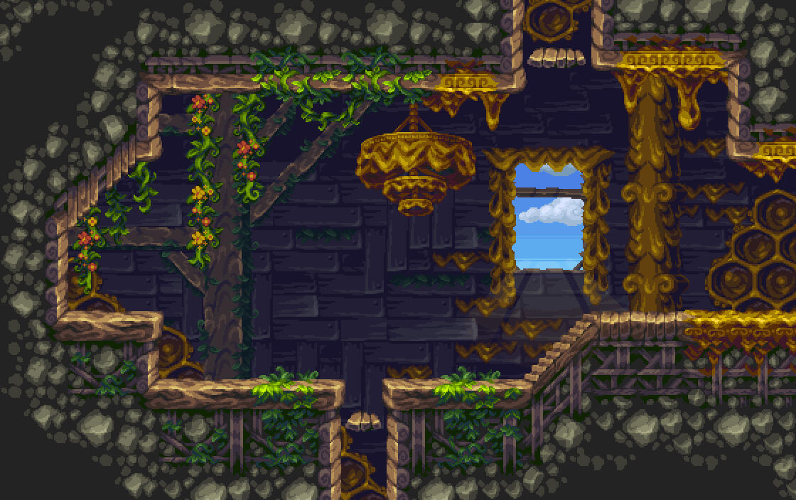 Bee infested interior tiles and decorations