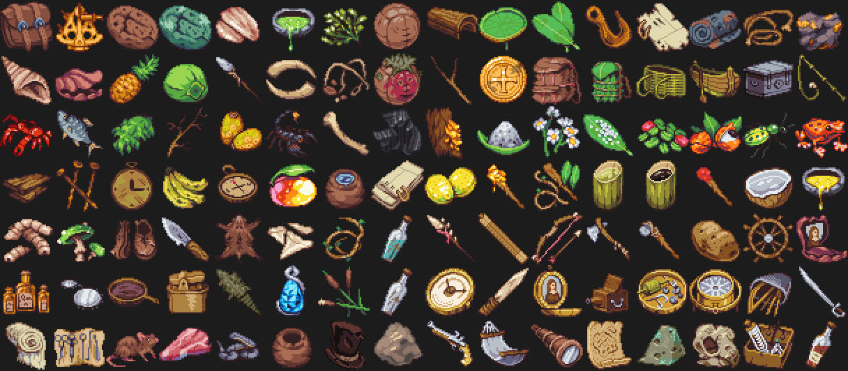 Icon Sprites for Treasure Island game