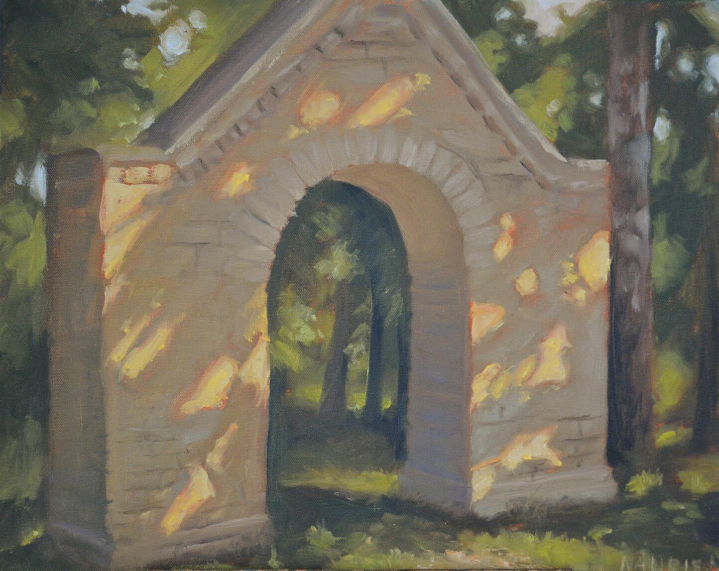 Available, 40x50cm,Oil Painting, 2026, plein air graveyard gate.