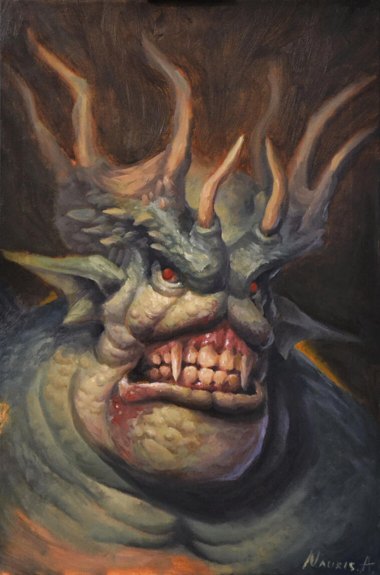 AVAILABLE, 60x40cm, Oil Painting, 2025, Asylum Demon original art.