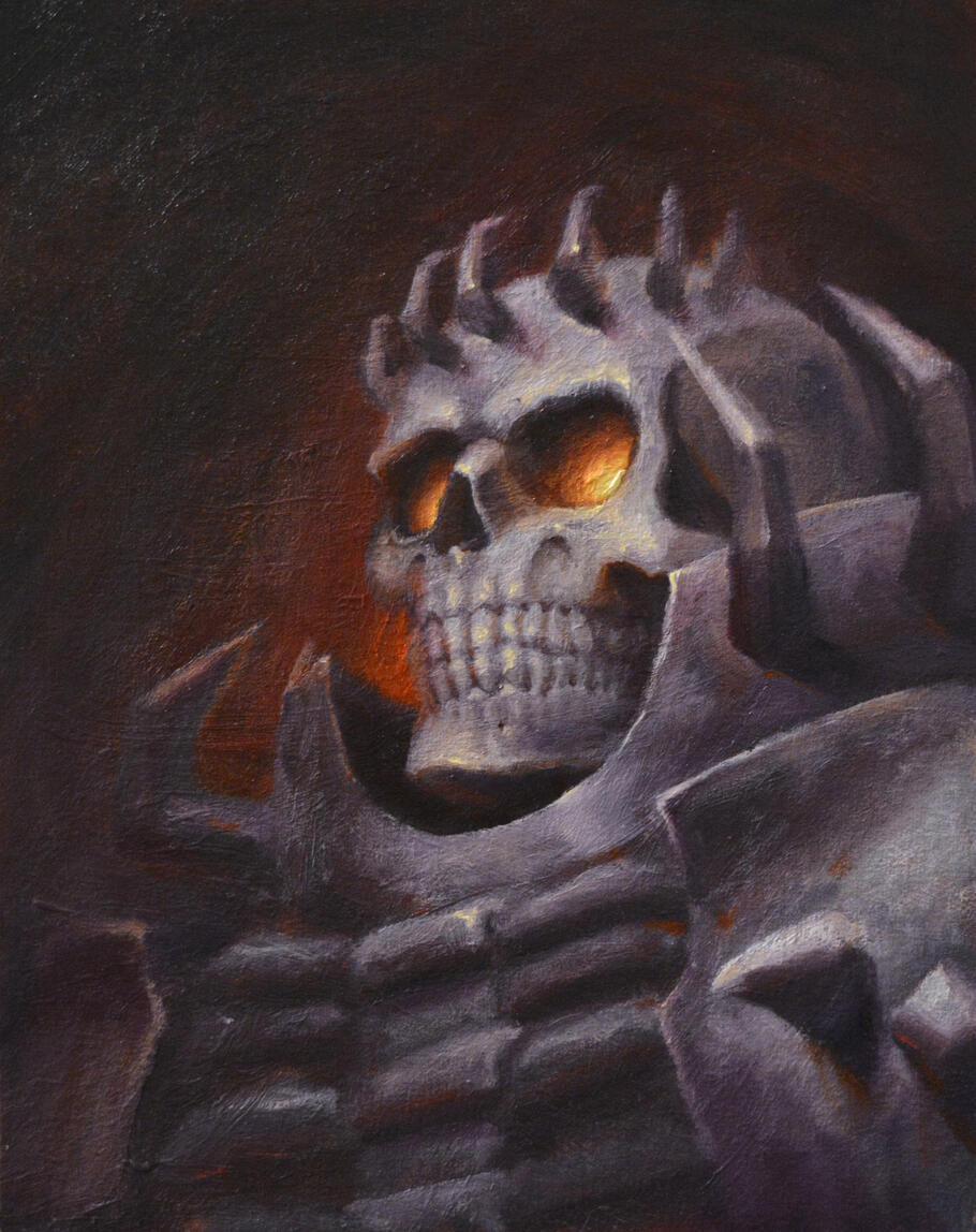 AVAILABLE, 24x30cm, Oil Painting, 2026, Skull Knight